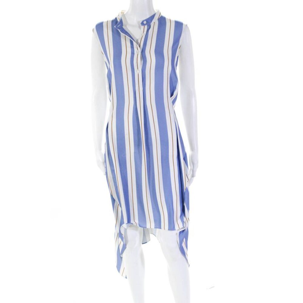 Tome Womens Striped Tunic Button Down Dress Blue Multi Colored Size 10 11172322